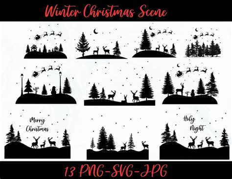 Winter Christmas Scene SVG, Winter Scene SVG, Christmas Scene, Santa ...