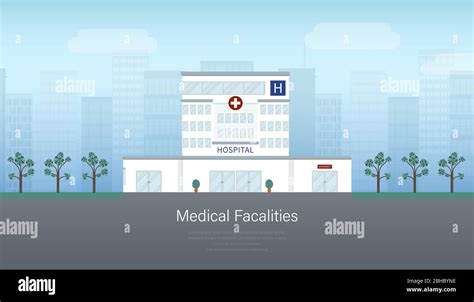 Medical Facilities Banner With Hospital Building Exterior Vector