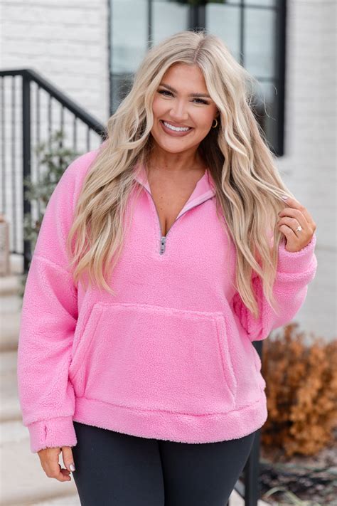 Pink Quarter Zip Sherpa On Sale