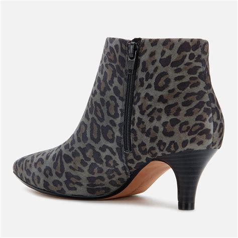 Clarks Womens Linvale Sea Suede Heeled Ankle Boots Grey Leopard Aff Ad Sea Suede