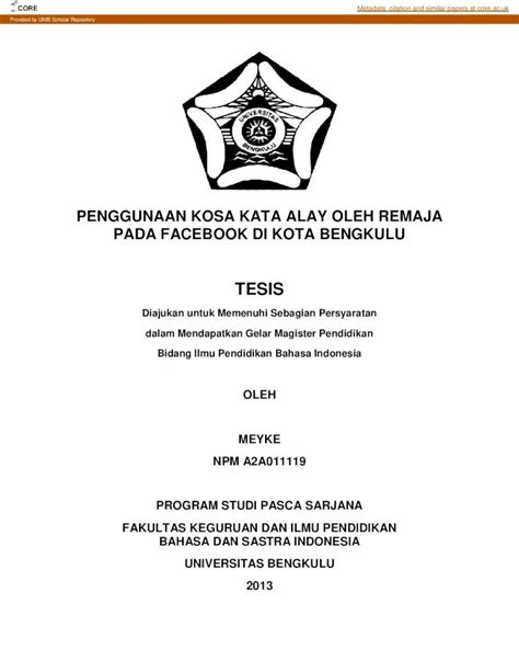 Pdf Tesis Sebagai Bahan Bacaan Bagi Yang Berminat