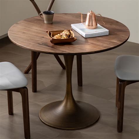 Corrigan Studio® Walnut Round Table Modern Light Luxury Small Household ...