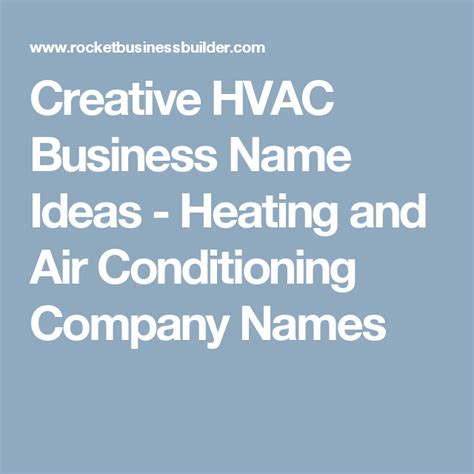 Creative Hvac Business Name Ideas Heating And Air Conditioning