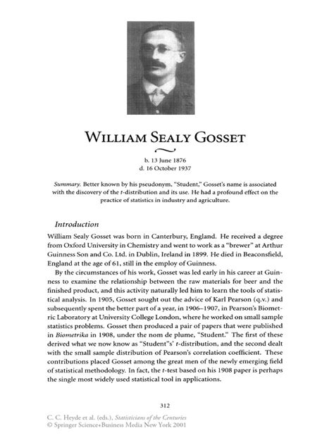 Biografia de William Sealy Gosset | PDF | Statistical Theory | Statistics