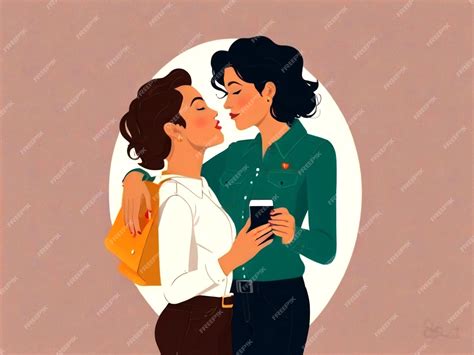 Premium Photo Free Vector Lesbian Couple Kiss In Flat Design Style