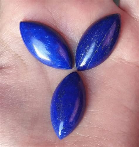 Natural Lapis Lazuli Marquise Shape Flat Back Cabochon Gemstone