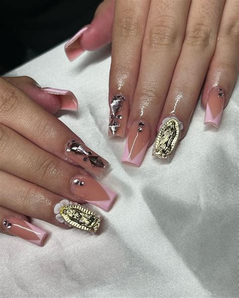 Virgen Maria Cutenails Acrylic Nude Acrylicnails Squarenails Mediumnails Nails