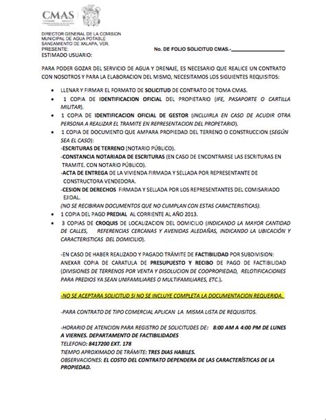 Instalaciones Requisitos Para Contratar El Servicio De Agua