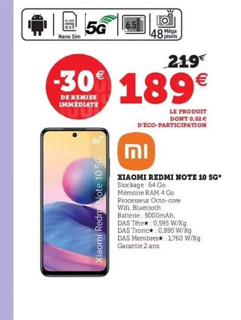 Promo Xiaomi Redmi Note 10 5g Chez Hyper U ICatalogue Fr