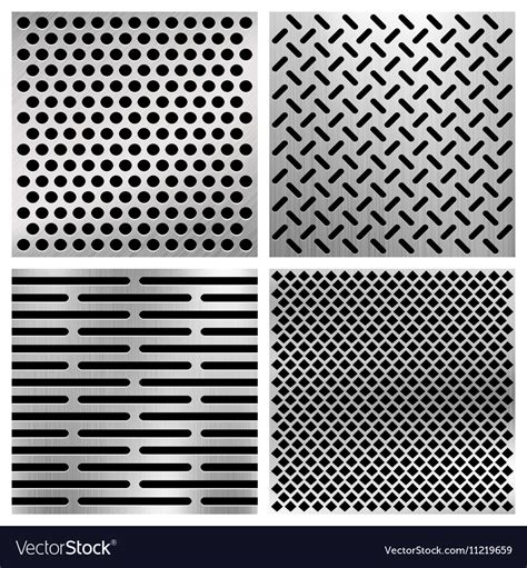 Industrial Metal Perforated Textures Royalty Free Vector