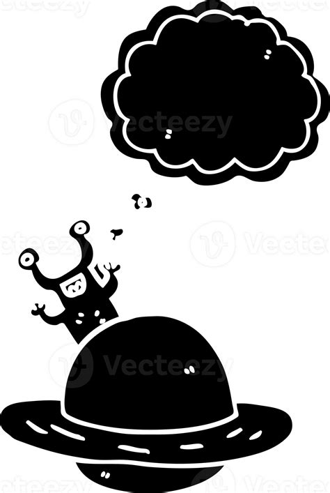 Hand Drawn Thought Bubble Cartoon Alien Planet Solid Black Icon 41157345 Png