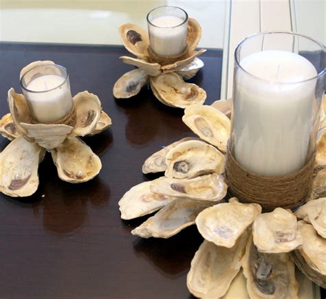 Diy Seashell Candle Holders Diy Beach Theme Home Decor Seashell