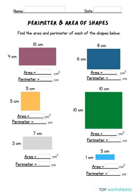 Area And Perimeter Of Rectangles Interactive Worksheet Topworksheets