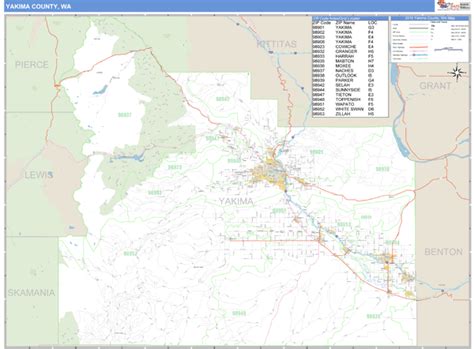 Yakima County, Washington Zip Code Wall Map | Maps.com.com