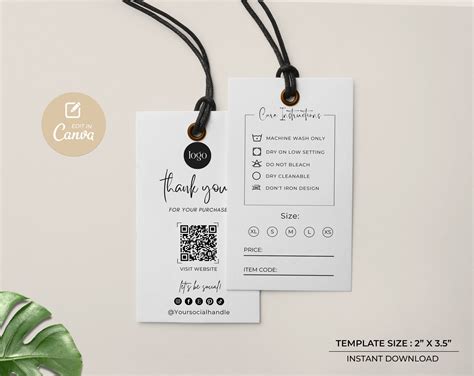 Printable Clothing Hang Tag Template Editable Clothing Tags - Etsy