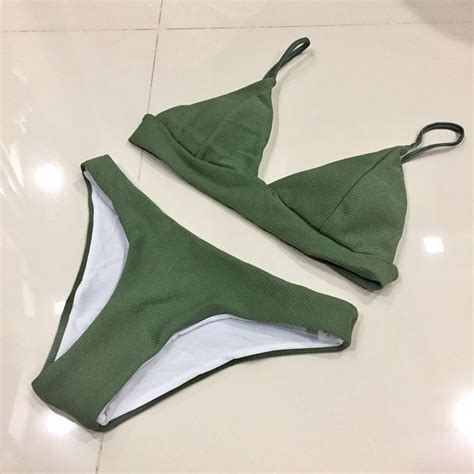 High Cut Two Piece Bikini In Army Green Women S Fashion Swimwear