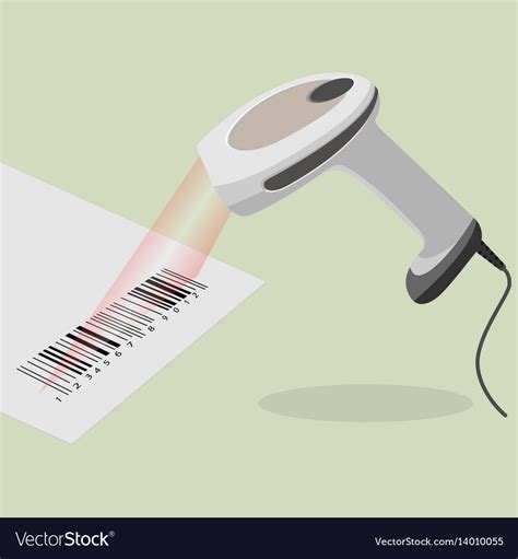 White handheld barcode scanner scanning bar code Vector Image