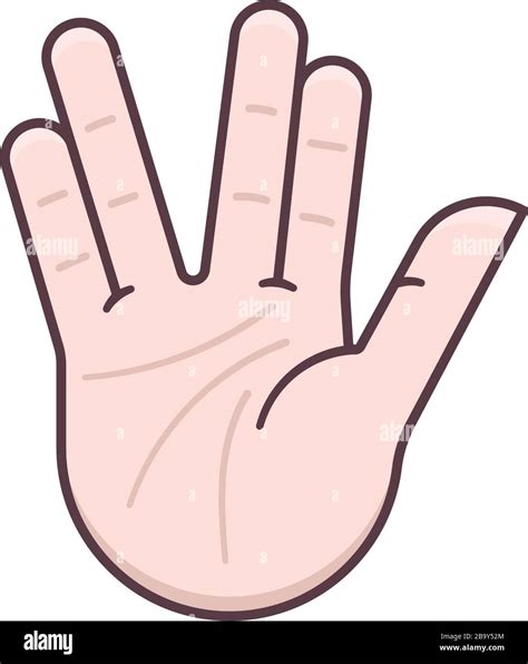 Vulcan Salute Hand Gesture Isolated Vector Illustration For Star Trek