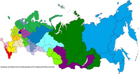 Russia divided into 20 regions with similar population : r/MapPorn