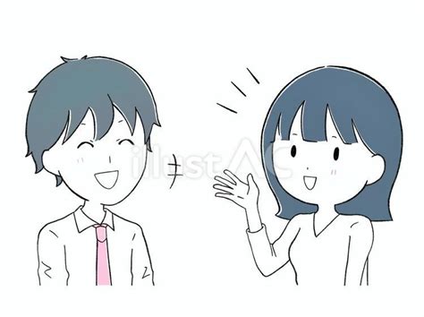 対面で会話する男女イラスト No 23246692／無料イラストフリー素材なら「イラストac」