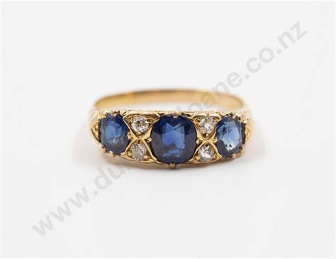 Ct Sapphire And Diamond Victorian Bridge Ring Rings Jewellery