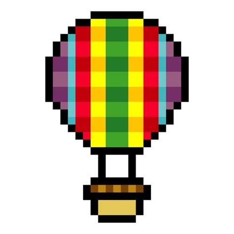 Premium Vector Hot Air Balloon In Pixel Art Style