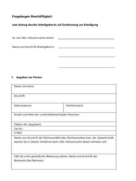 Ausf Llbar Online Fragebogen Beschftigte R Zum Antrag Des Fax Email