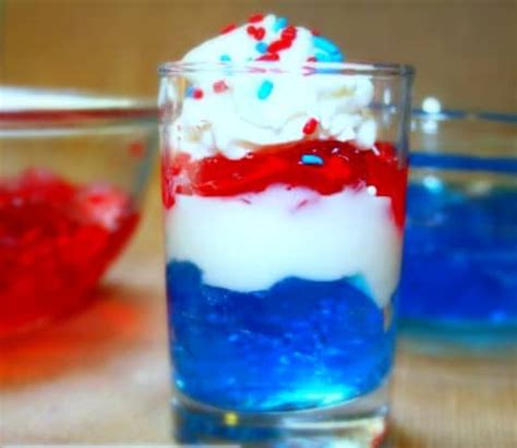 Layered Jello Cups in Red, White, Blue