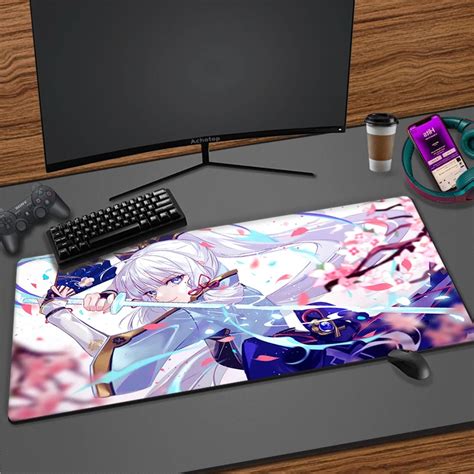 Genshin Impact HD Printing XXL Mouse Pad Gamer Accessory Hot Large Computer Lock Edge Keyboard