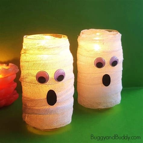 Diy Mason Jar Mummy Lantern Craft For Halloween In Easy