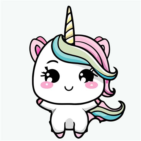 Cute Unicorn Illustration Unicorn Kawaii Chibi Vector Drawing Style