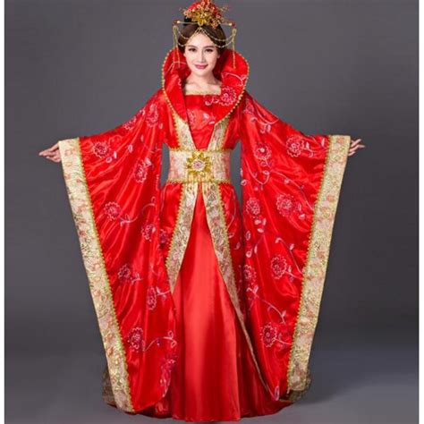 Red Halloween Costumes China Hanfu Traditional Ancient Chinese Costume Women Chinese Folk Dance ...