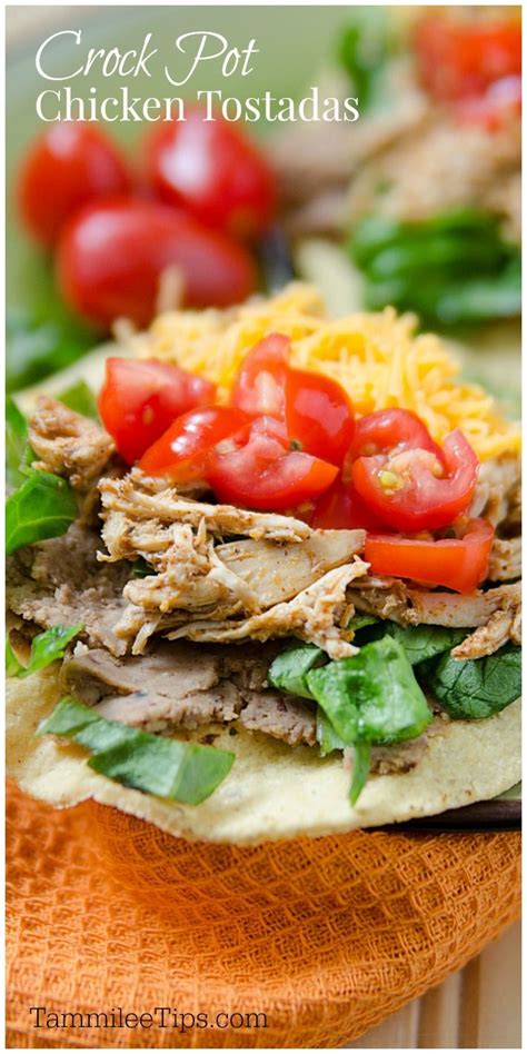 Easy Crock Pot Mexican Chicken Tostadas Recipe The Slow Cooker Crock