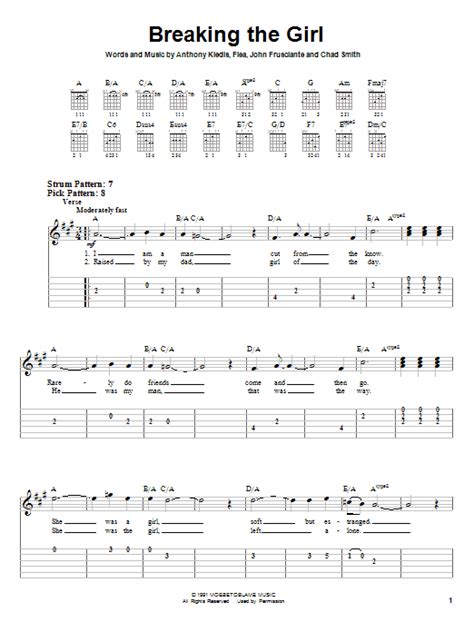 Breaking The Girl By Red Hot Chili Peppers Easy Guitar Tab Guitar Instructor
