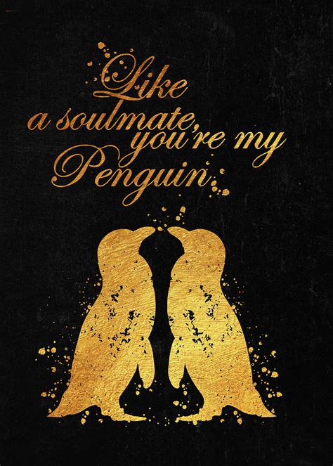 Watercolor Penguins Love Same Sex Soulmate Quote Watercolor Art Print Nerd Love Wedding Gift