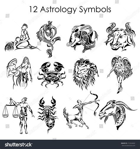 Vektor Stok Vector Illustration Astrology Symbols Set Tanpa Royalti 212924602 Shutterstock