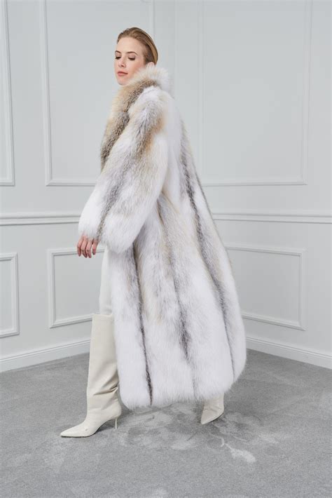 Arctic Gold Fox Long Coat with Rever Collar | Shopifur