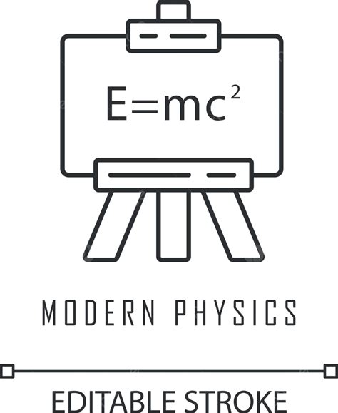 Modern Physics Icon With Einstein Formula Vector Outline Drawing Vector