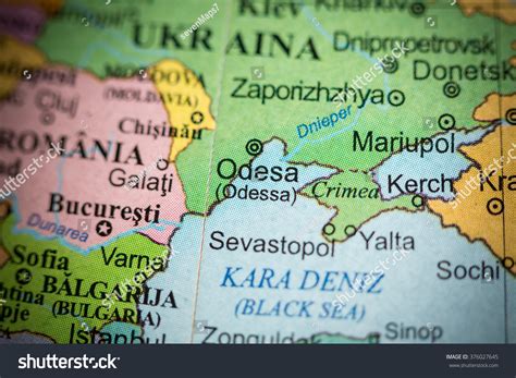 Map View Odessa Ukraine On Geographical Stock Photo 376027645 ...