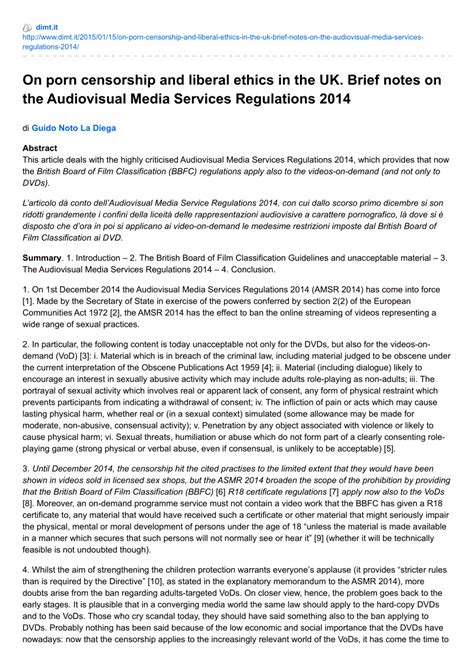 PDF On Porn Censorship And Liberal Ethics In The UK Brief Notes On The Audiovisual Media