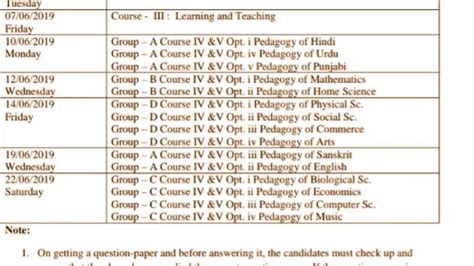 CRSU B Ed Date Sheet B Ed Exam Exam Date Crsu B Ed Exam Crsu 2019