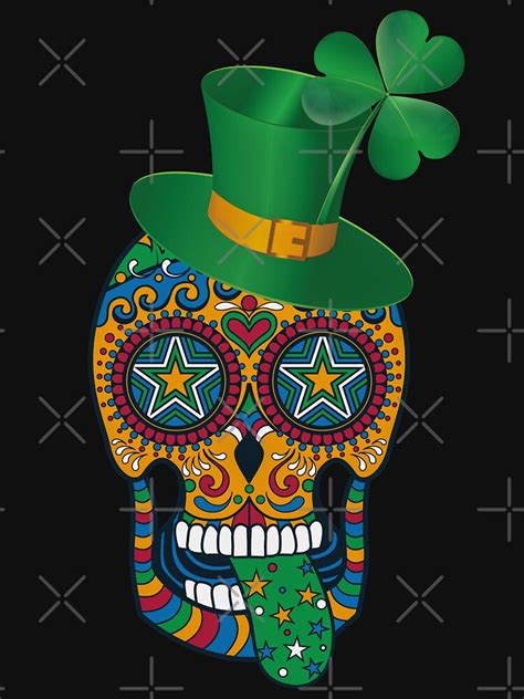 Irish Sugar Skull T Shirt For Sale By Katloganusa Redbubble Skull