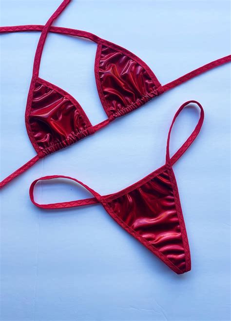 Red Bikini Stripper Outfits Stripper Lingerie Teeny Tiny Bikini Exotic Dancewear Stripper