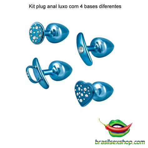 Kit Plug Anal Luxo Bases Diferentes BDSM Brazil