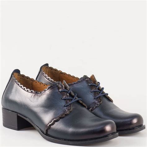 Тъмно сини обувки на среден ток от естествена кожа 174s - Sisi-bg.com