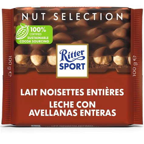 Ritter Sport Tablette De Chocolat Au Lait Noisettes Enti Res G Pas