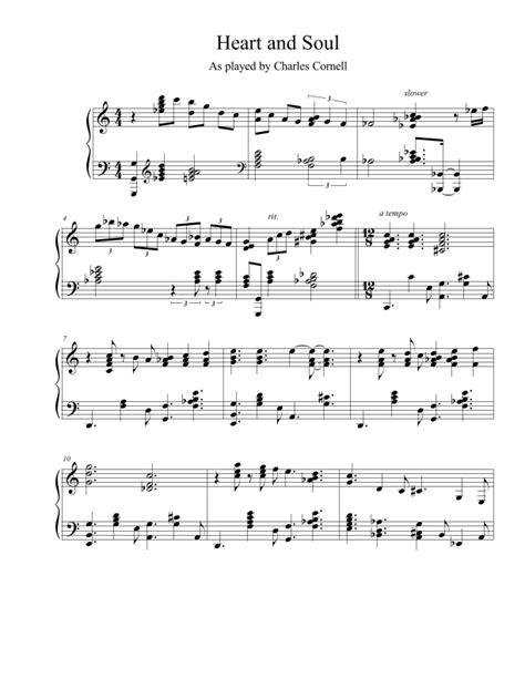 Heart And Soul Charles Cornell Transcription By Memphis Arrangements Sheet Music For Piano Solo