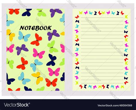 Notebook template with lined page and frame Vector Image