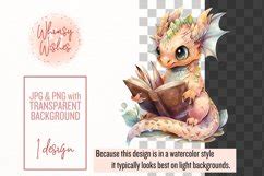 Baby Dragons Reading Books Watercolor Clip Art Bundle