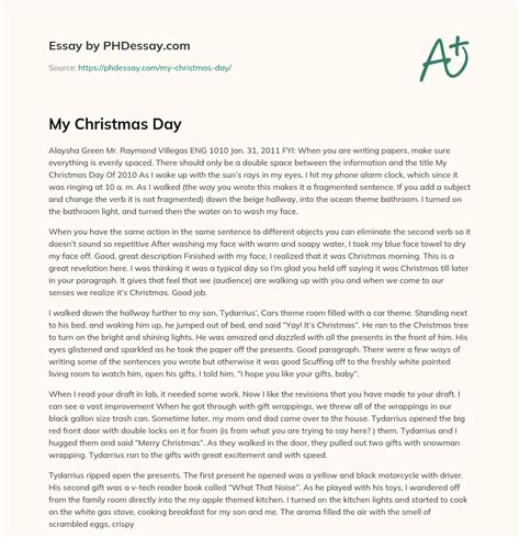 Christmas Day Essay Dolly Wallis